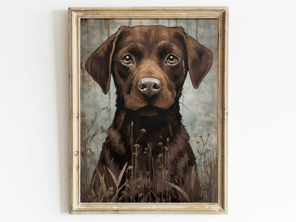 Labrador Wall Art, Vintage Dog and Flowers Decor, Perfect Gift for Dog Lovers - WildfieldPrints