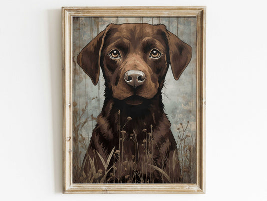 Labrador Wall Art, Vintage Dog and Flowers Decor, Perfect Gift for Dog Lovers - WildfieldPrints