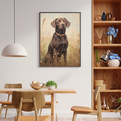 Labrador Wall Art, Vintage Dog and Flowers Decor, Perfect Gift for Dog Lovers - WildfieldPrints