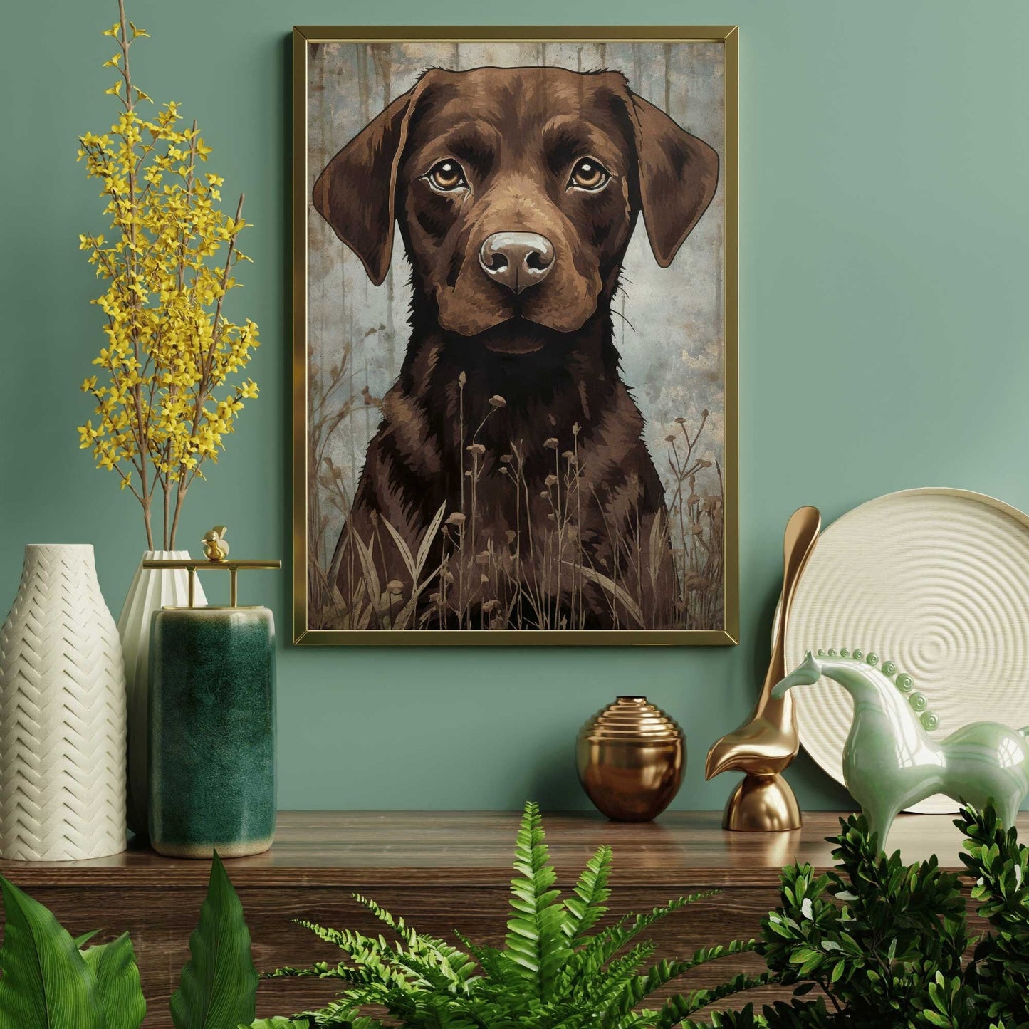 Labrador Wall Art, Vintage Dog and Flowers Decor, Perfect Gift for Dog Lovers - WildfieldPrints