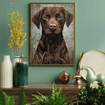Labrador Wall Art, Vintage Dog and Flowers Decor, Perfect Gift for Dog Lovers - WildfieldPrints