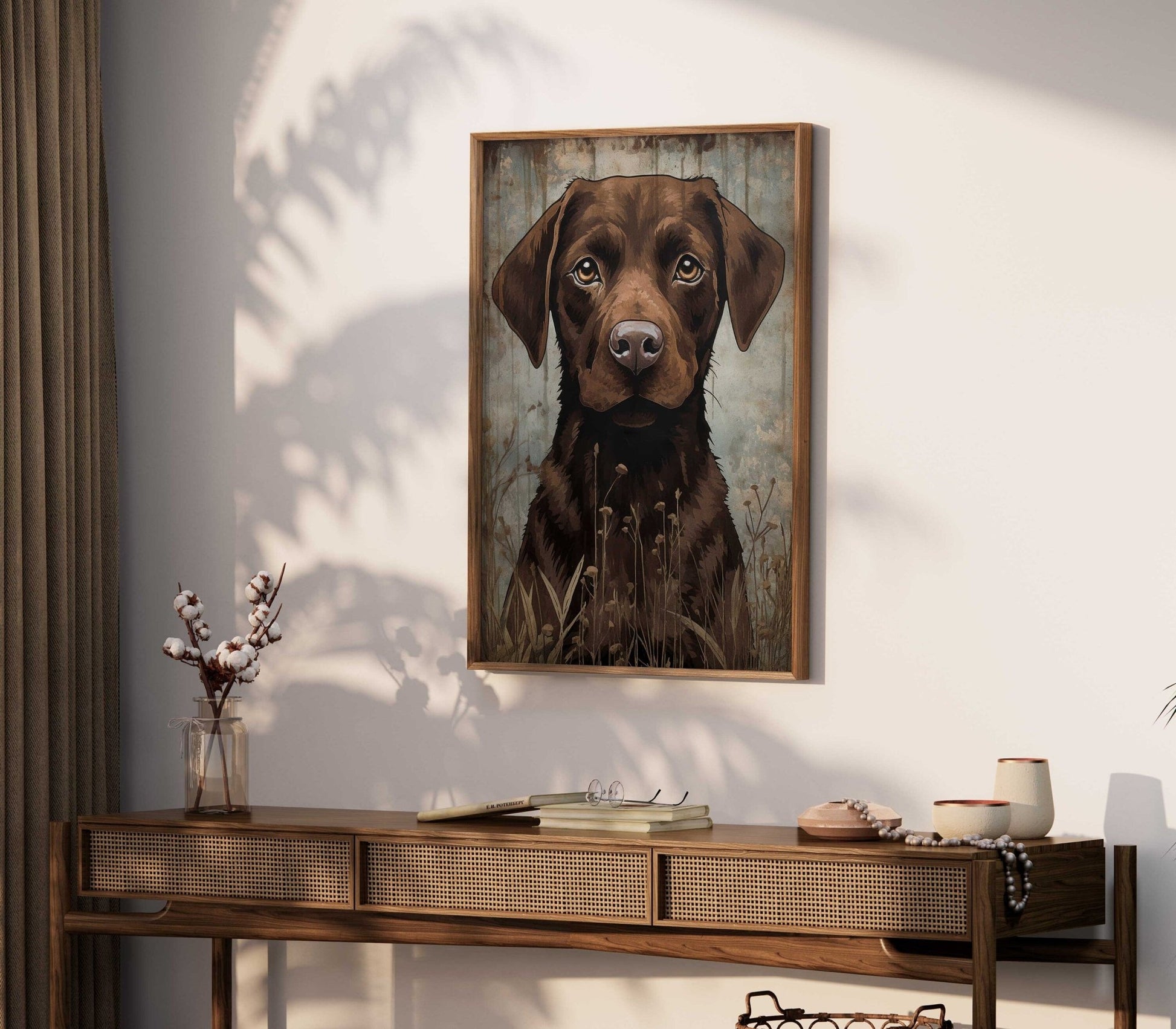 Labrador Wall Art, Vintage Dog and Flowers Decor, Perfect Gift for Dog Lovers - WildfieldPrints