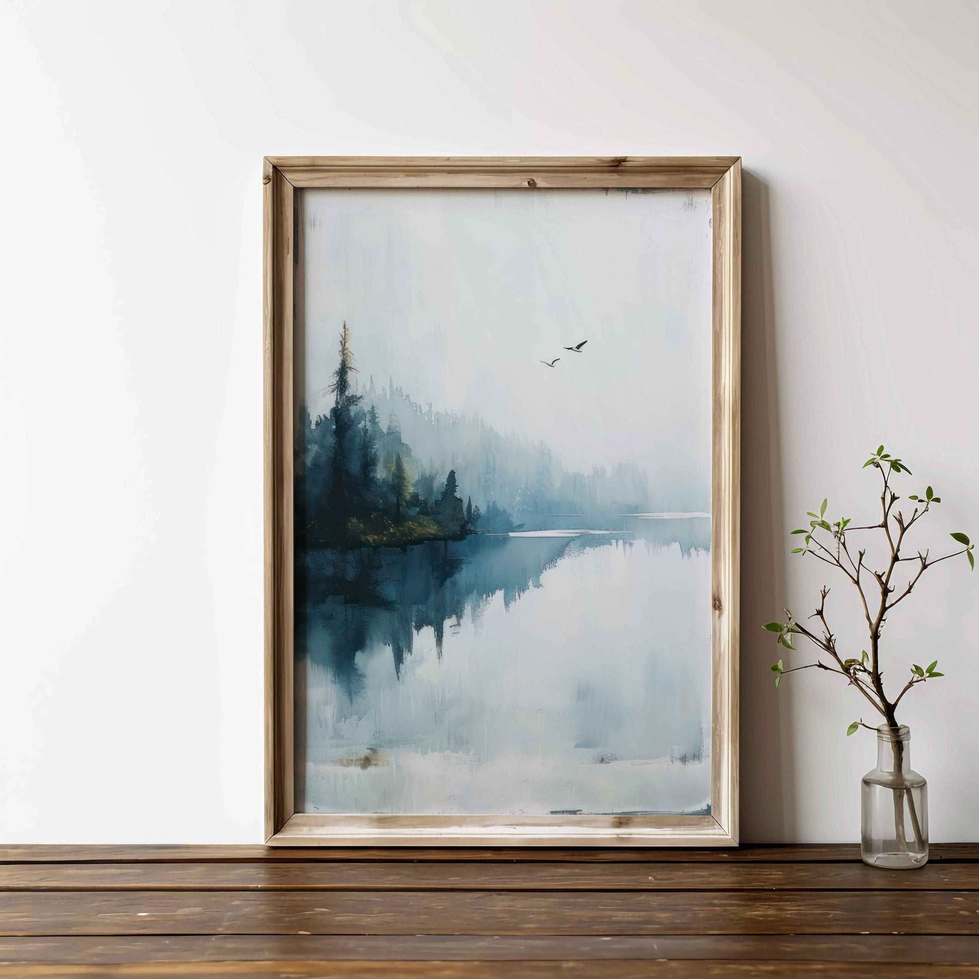 Lake and Forest Wall Art, Vintage Landscape Decor, Tranquil Nature Print - WildfieldPrints