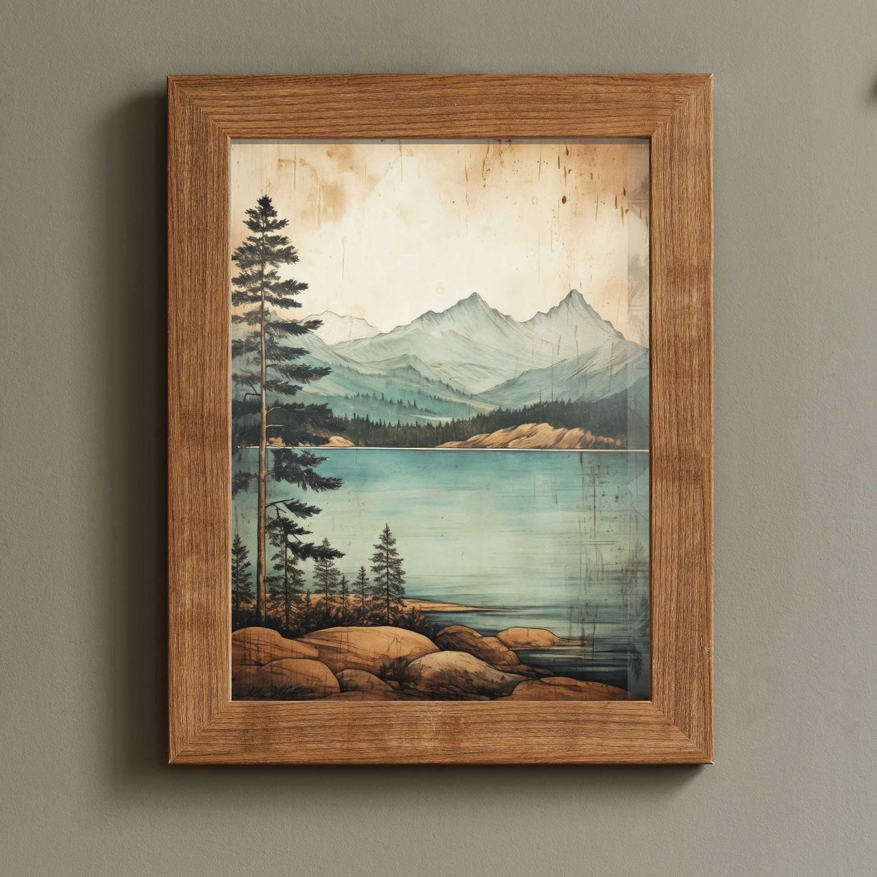Lake & Mountain Wall Art – Nature Living Room Print