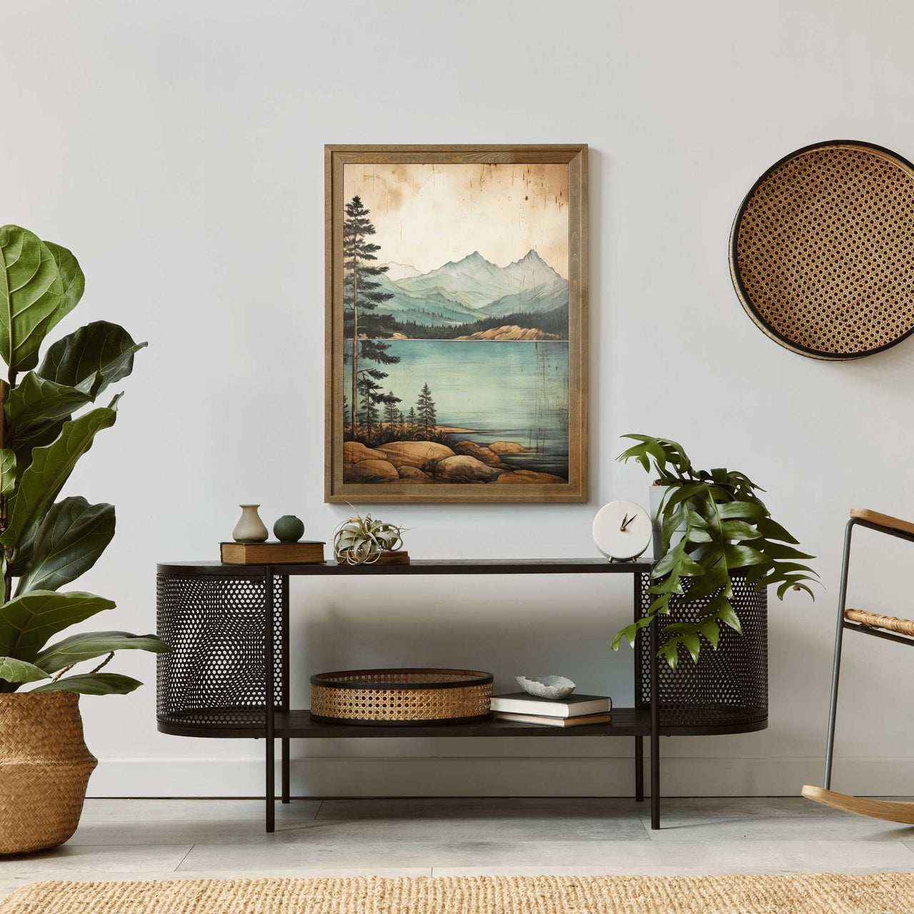 Lake & Mountain Wall Art – Nature Living Room Print