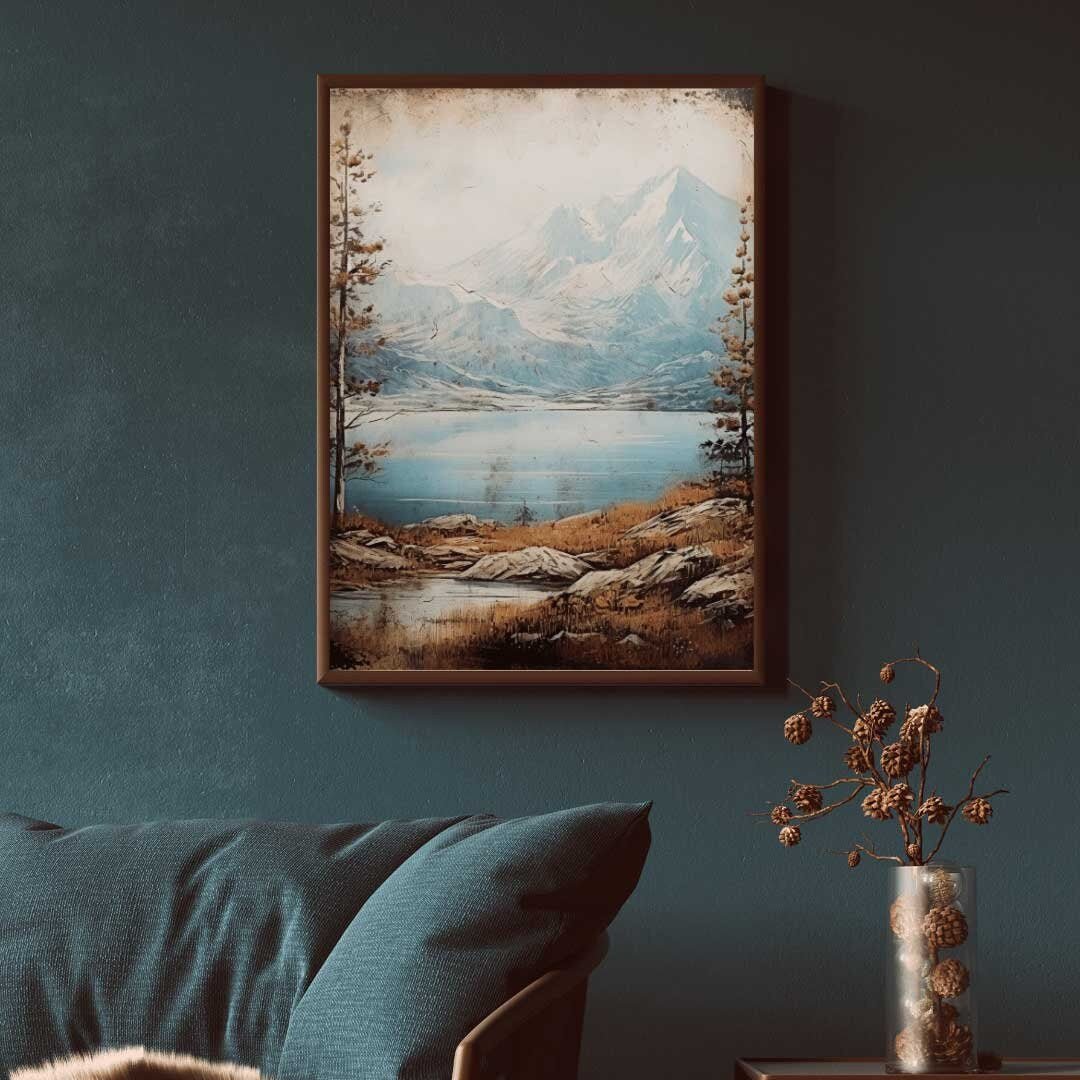 Lake & Mountain Wall Art – Nature Living Room Print