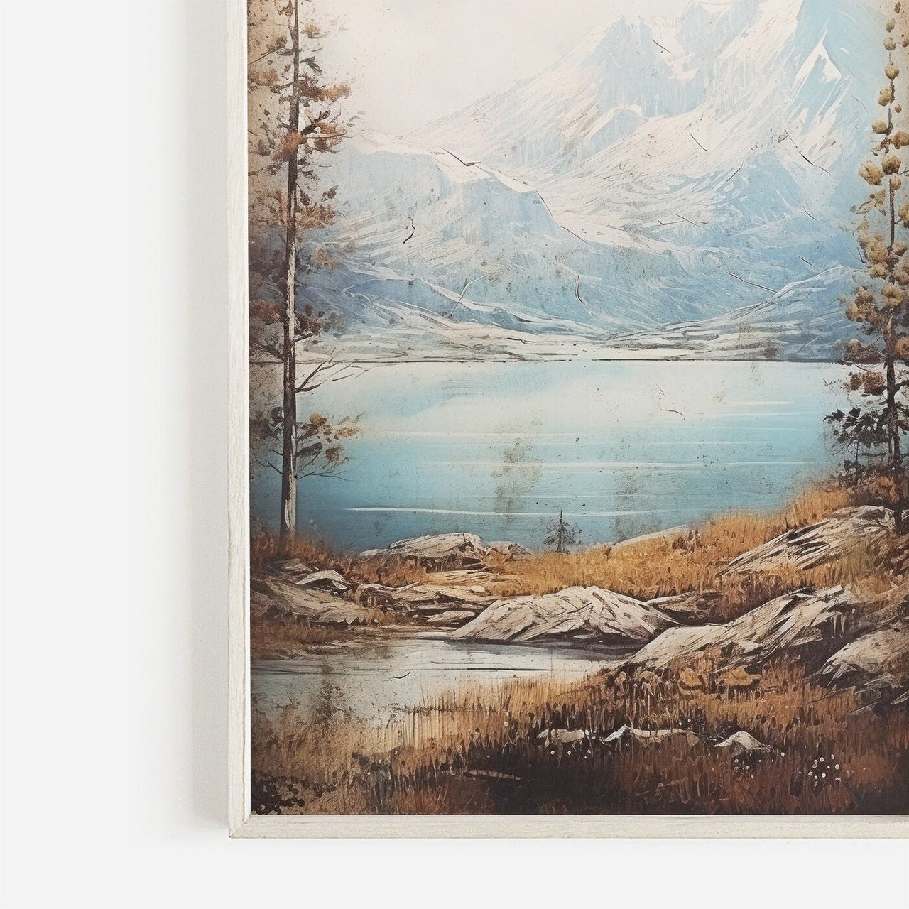 Lake & Mountain Wall Art – Nature Living Room Print