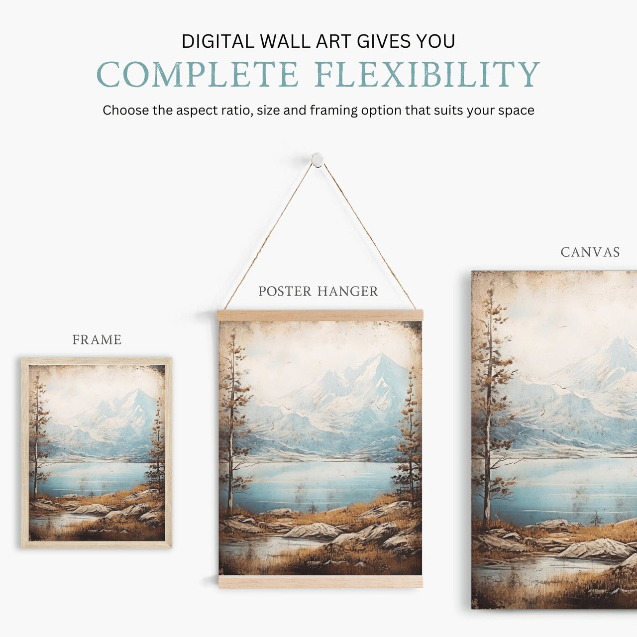 Lake & Mountain Wall Art – Nature Living Room Print