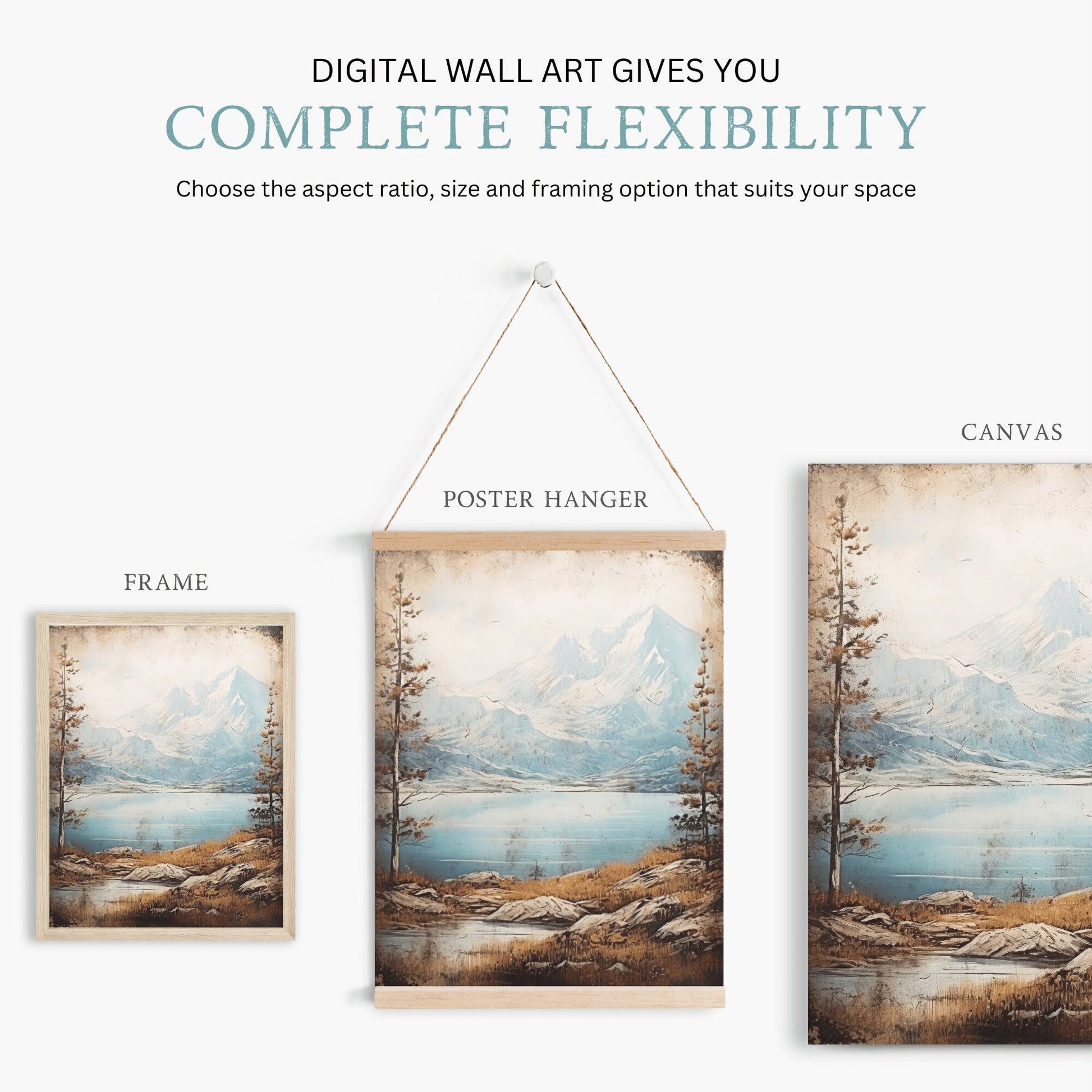 Lake & Mountain Prints, Rustic Landscape Decor, Scenic Nature Art - WildfieldPrints