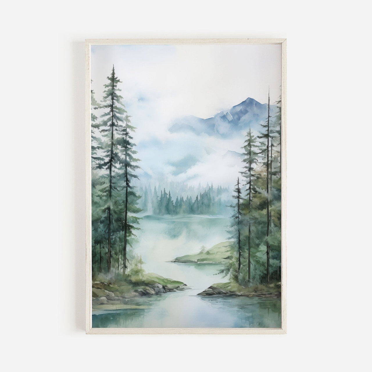 Mountain Lake Wall Art – Landscape Living Room Print
