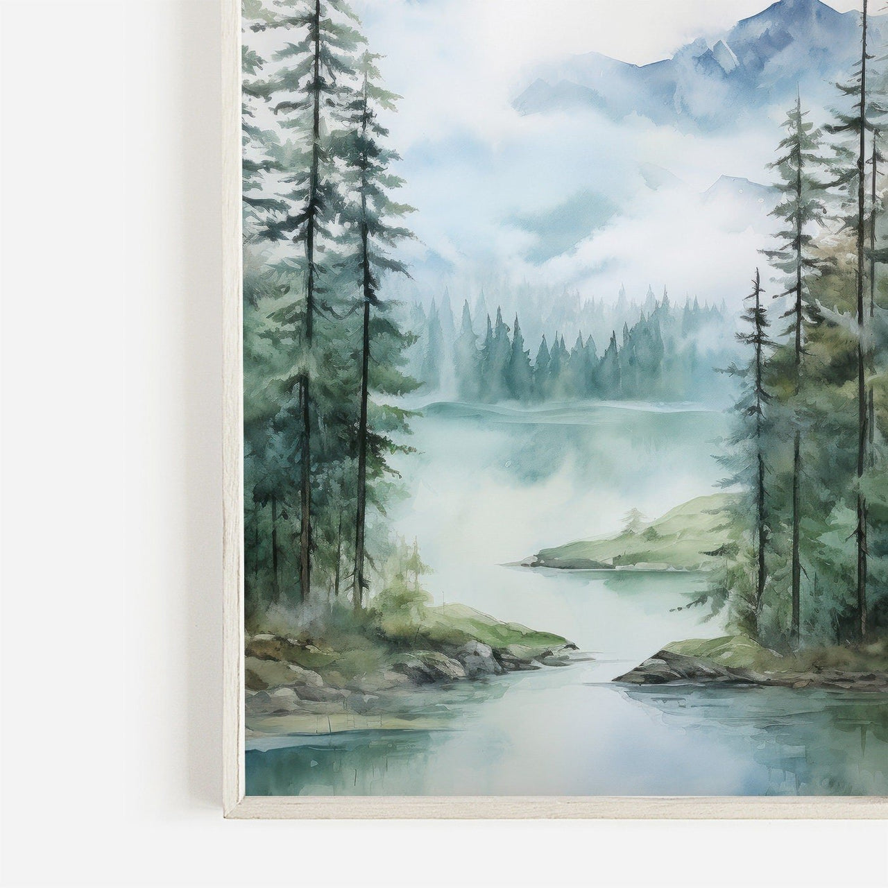 Mountain Lake Wall Art – Landscape Living Room Print