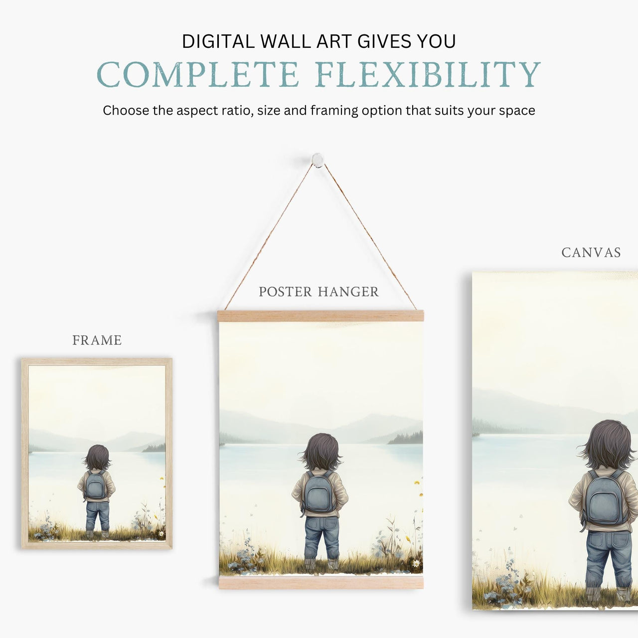 Lake Wall Art – Nature Kids Room Print • Set of 3