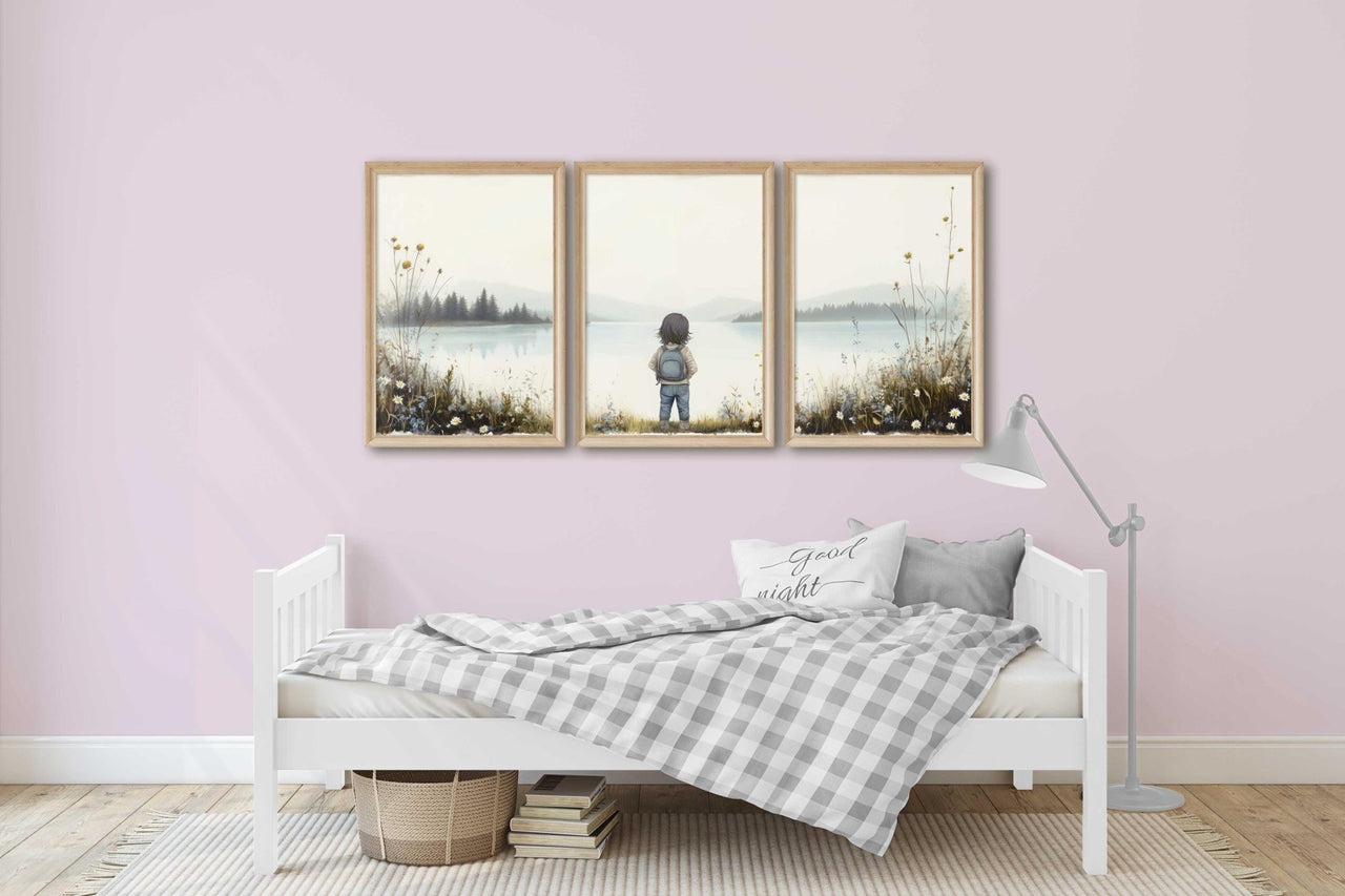 Lake Wall Art – Nature Kids Room Print • Set of 3
