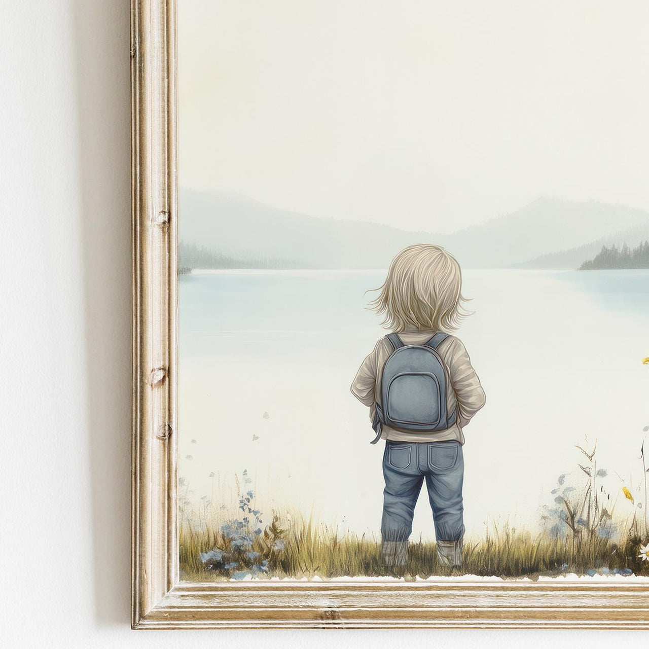Blonde Girl Lake Print – Adventure Girls Room Wall Art • Set of 3