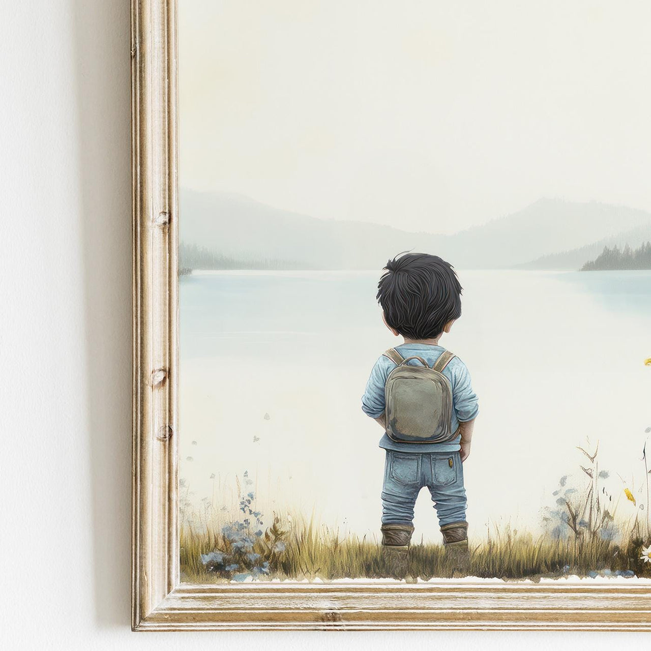 Black Hair Little Boy Wall Art – Boys Room Print • Set of 3