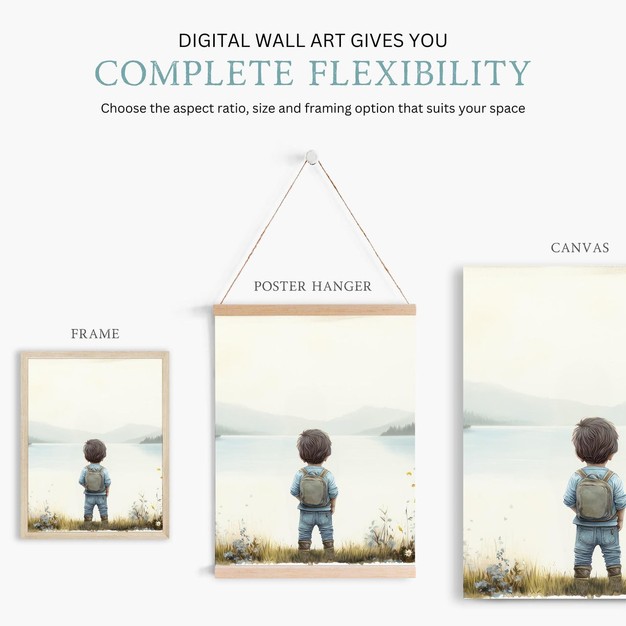 Lake Wall Art – Adventure Nursery Print for Boys Room • Set of 3