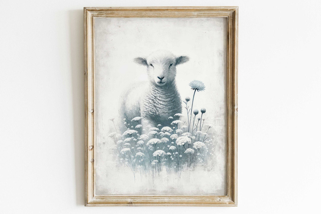 Lamb Art Print – Farm Animal Nursery Wall Decor