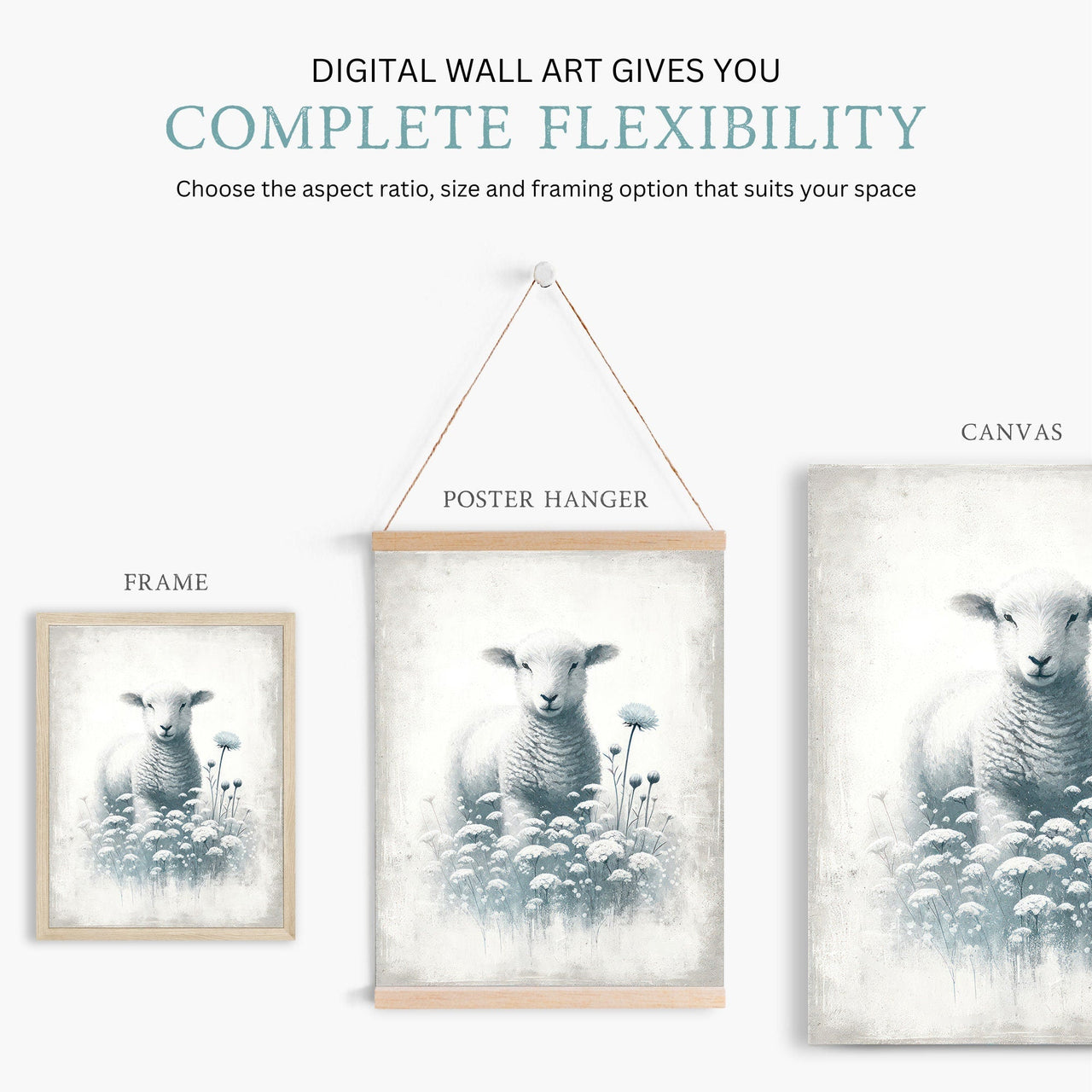 Lamb Art Print – Farm Animal Nursery Wall Decor