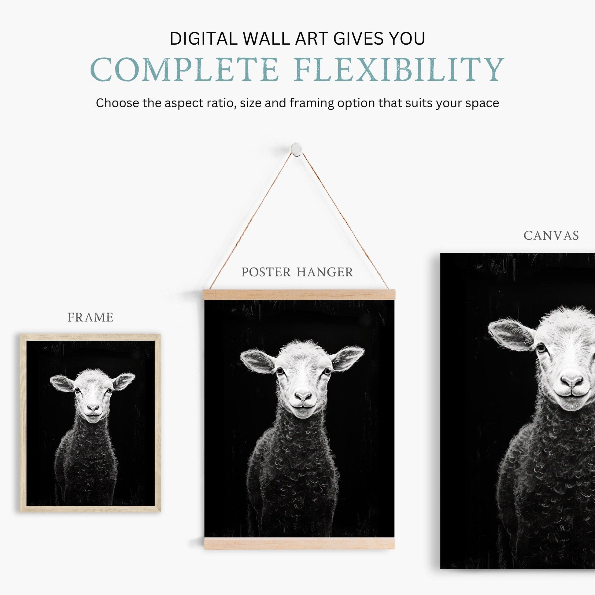 Lamb Art Print, Vintage Farm Animal Decor, Rustic Home Accent - WildfieldPrints