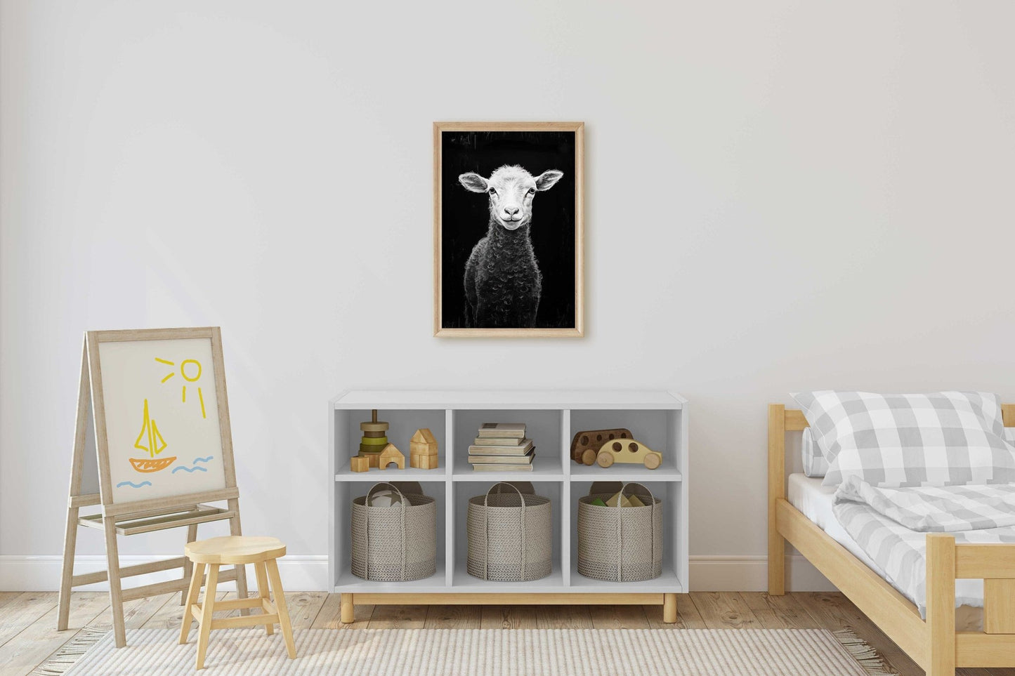 Lamb Art Print, Vintage Farm Animal Decor, Rustic Home Accent - WildfieldPrints