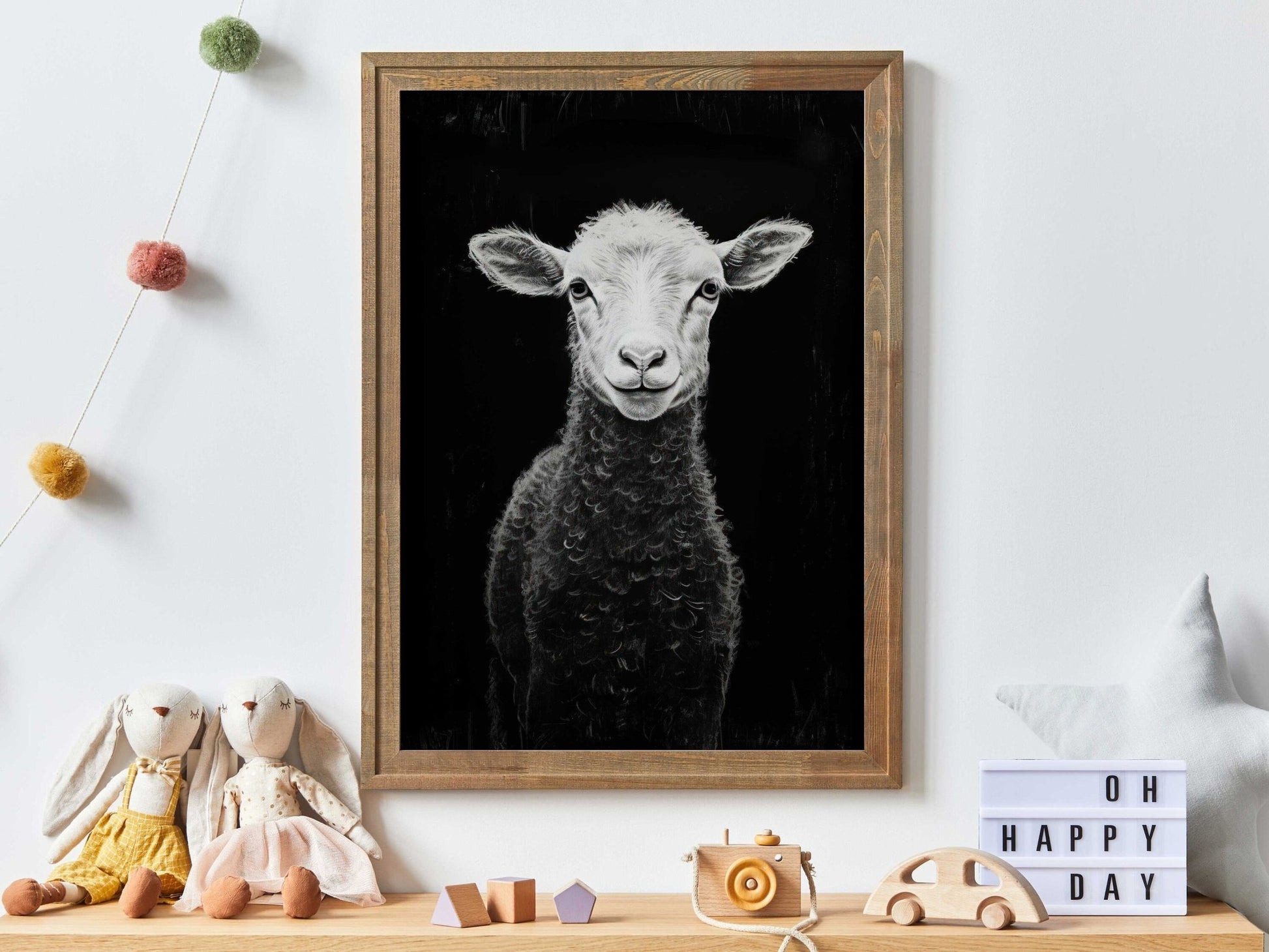 Lamb Art Print, Vintage Farm Animal Decor, Rustic Home Accent - WildfieldPrints
