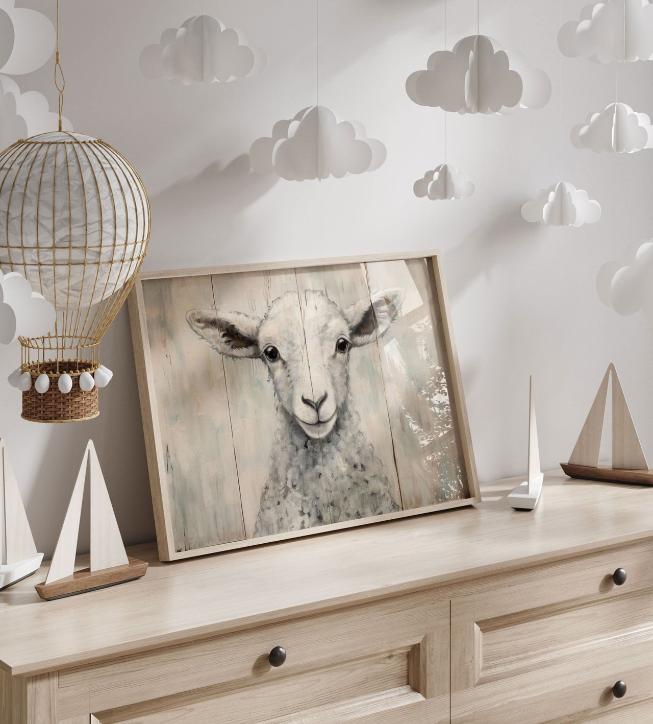 Lamb Print – Farmhouse Living Room Wall Decor