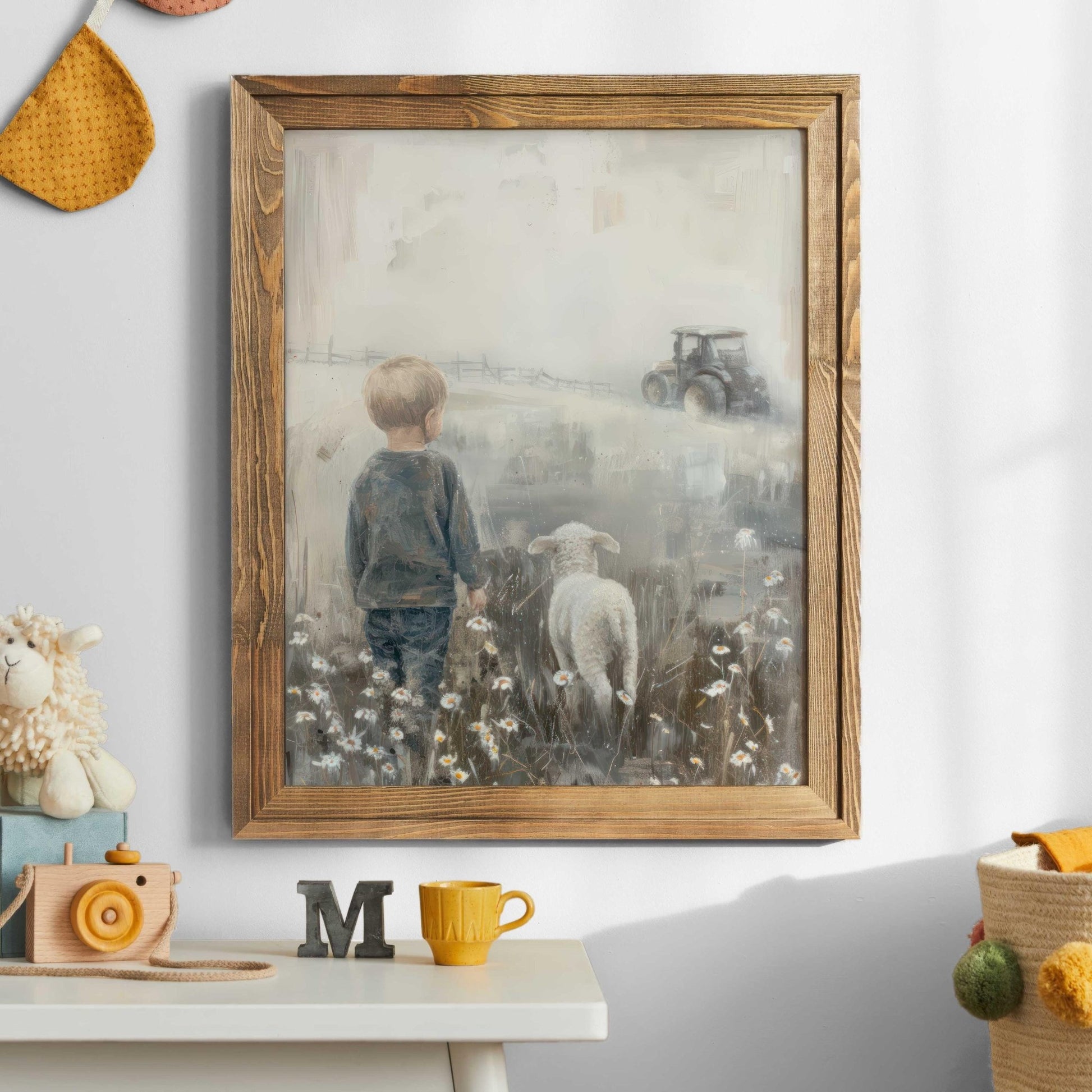 Lamb Nursery Art, Sheep Print, Tractor Wall Decor, Boys Room Decor - WildfieldPrints