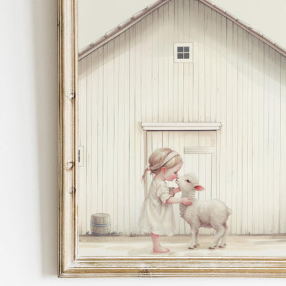 Lamb Nursery Decor, Farmhouse Baby Room Art, Farm Animal Prints - WildfieldPrints