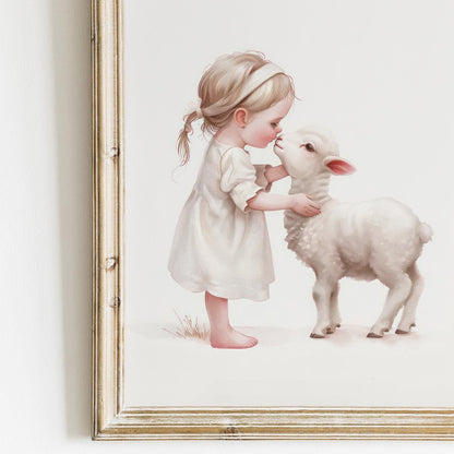 Lamb Nursery Decor, Farmhouse Baby Room Art, Farm Animal Prints - WildfieldPrints