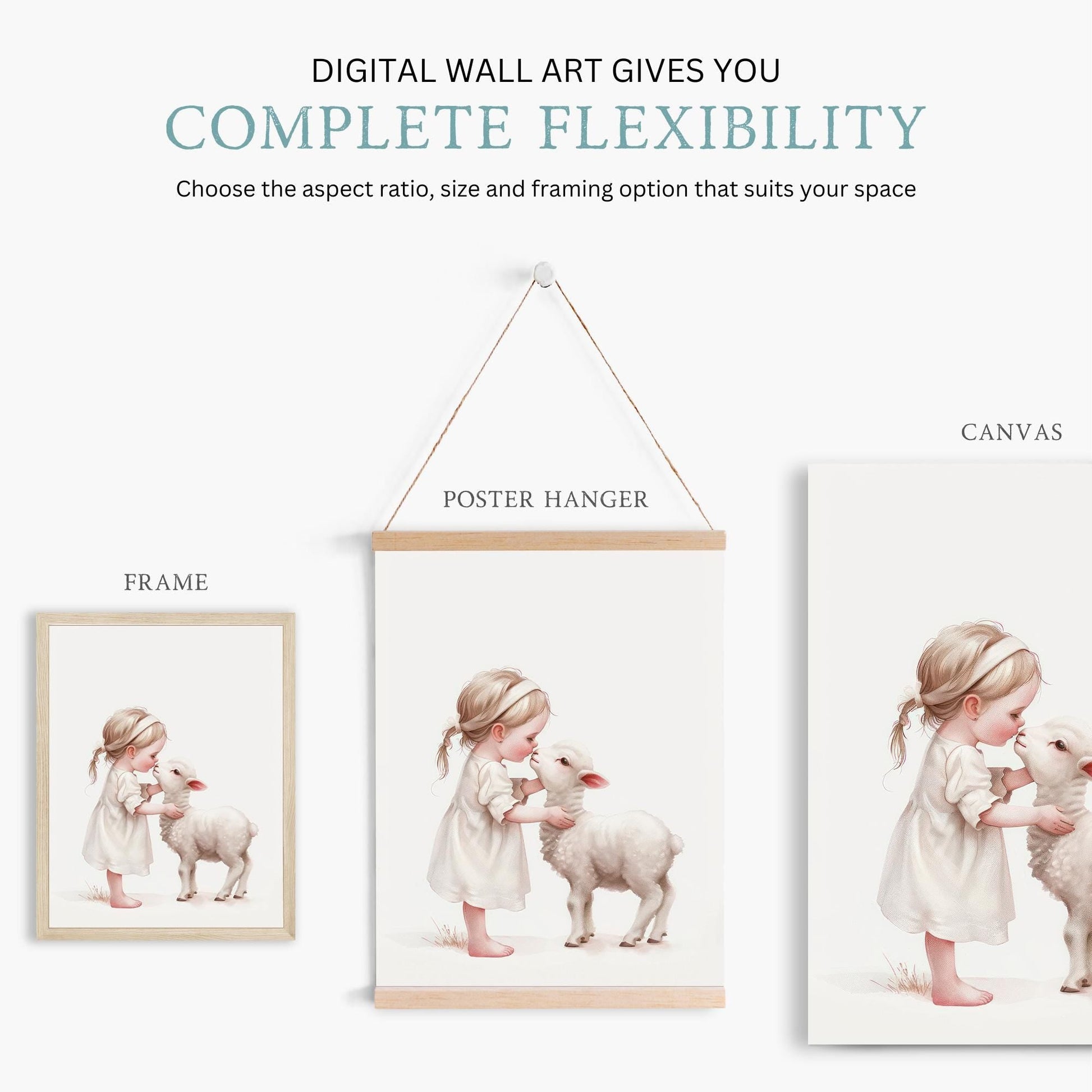 Lamb Nursery Decor, Farmhouse Baby Room Art, Farm Animal Prints - WildfieldPrints