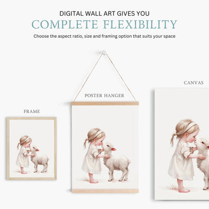 Lamb Nursery Decor, Farmhouse Baby Room Art, Farm Animal Prints - WildfieldPrints