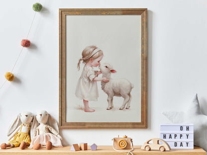 Lamb Nursery Decor, Farmhouse Baby Room Art, Farm Animal Prints - WildfieldPrints