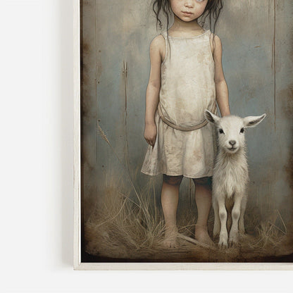 Lamb Nursery Decor, Farmhouse Vintage Wall Art, Sheep Print for Girls - WildfieldPrints