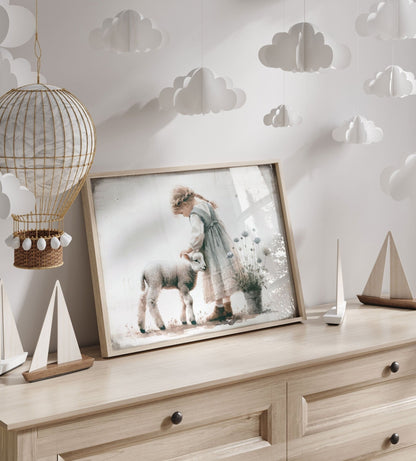 Lamb Nursery Prints, Farmhouse Room Decor, Vintage Wall Art - WildfieldPrints