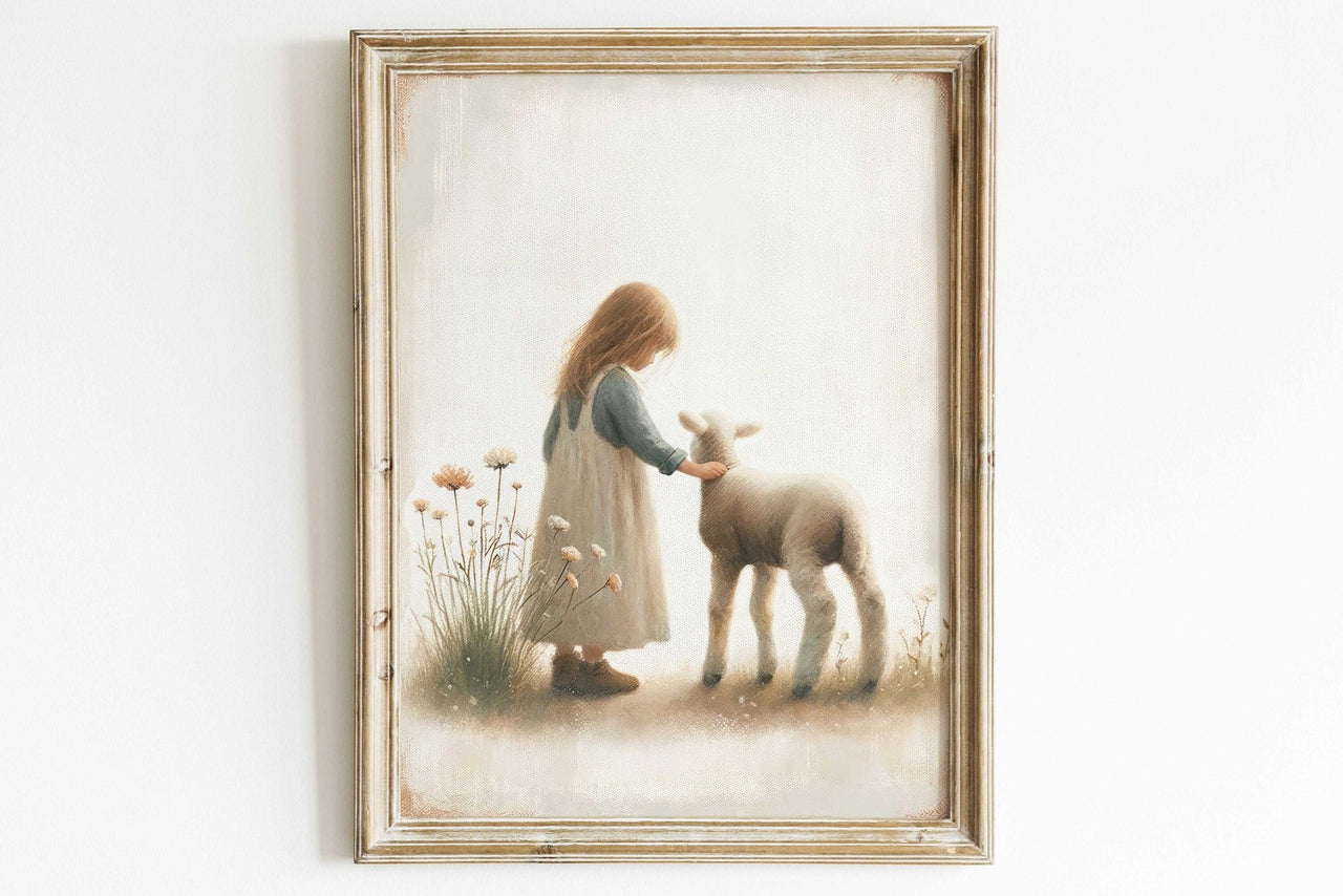 Lamb Wall Art – Farm Nursery Decor for Kids Room