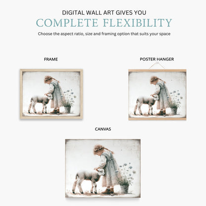Lamb Nursery Prints, Farmhouse Room Decor, Vintage Wall Art - WildfieldPrints