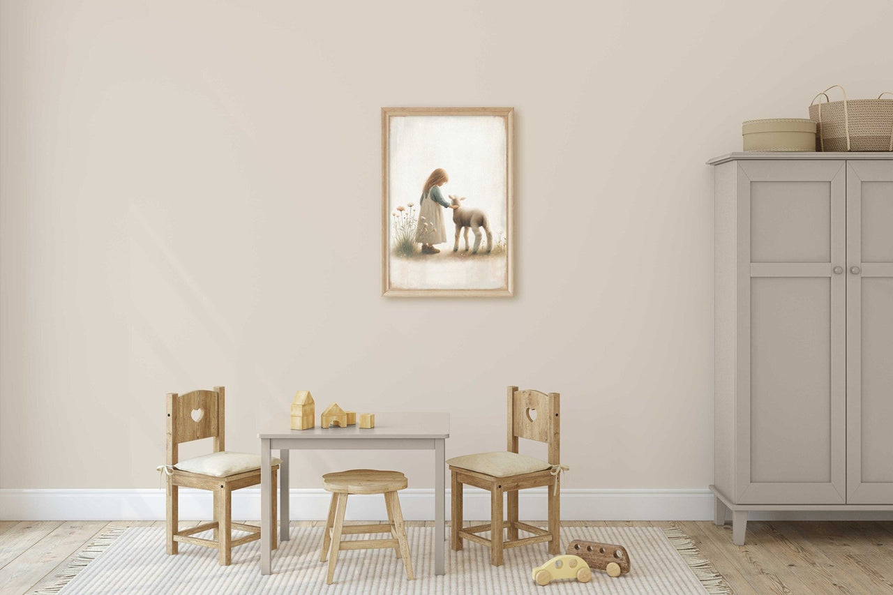 Lamb Wall Art – Farm Nursery Decor for Kids Room
