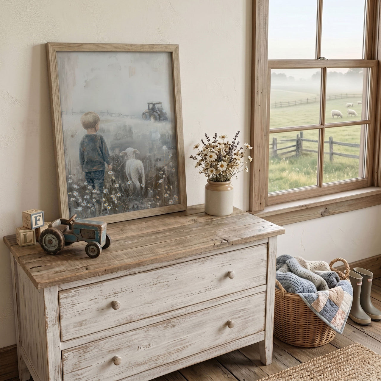 Lamb Wall Art – Animal Boys Room Print