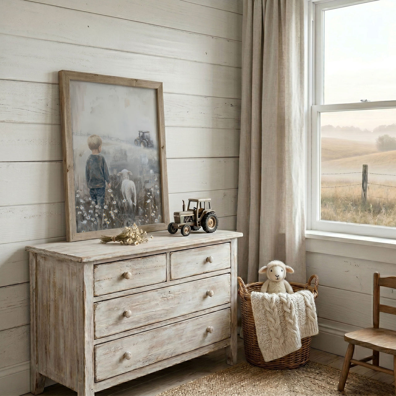 Lamb Wall Art – Animal Boys Room Print