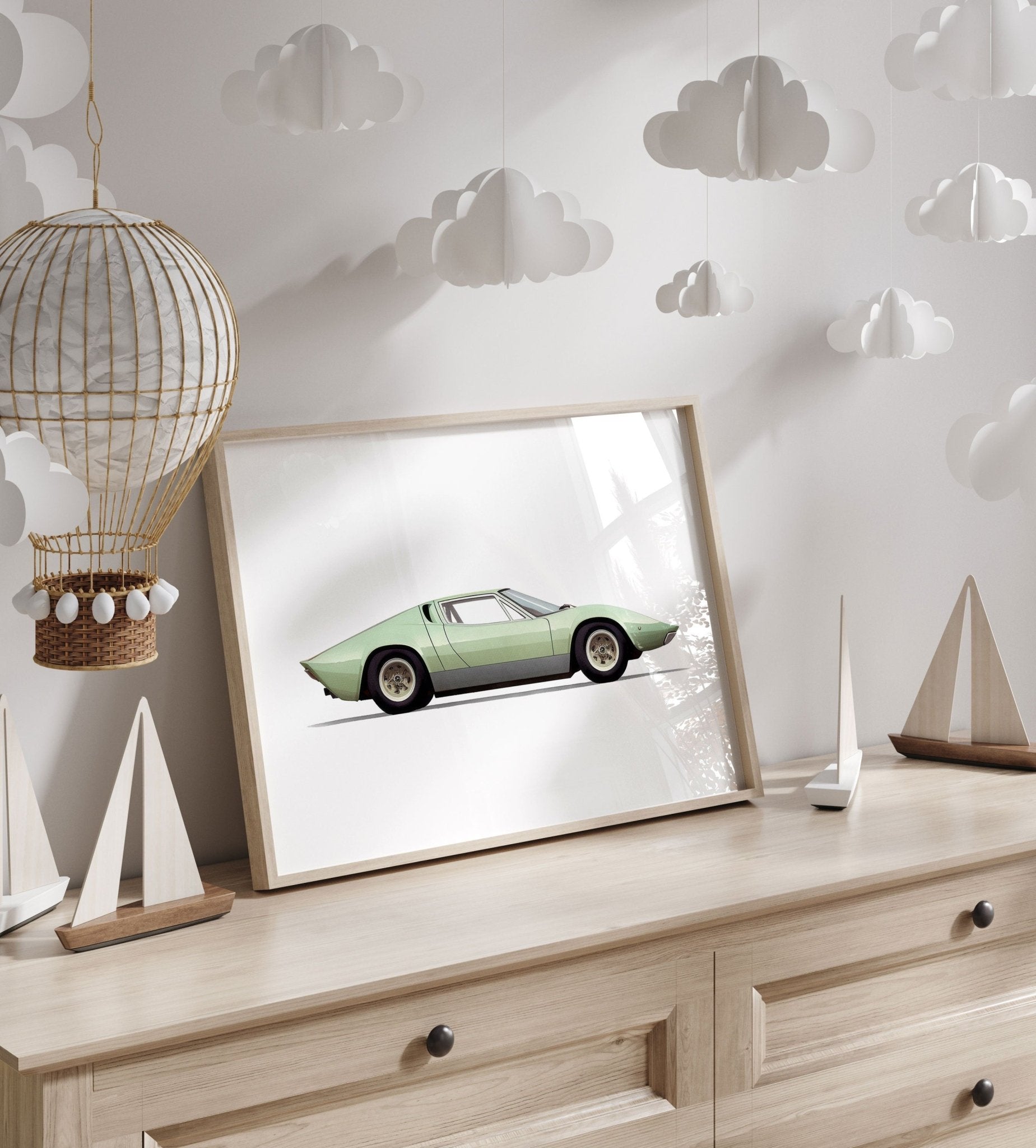 Lamborghini Art, Vehicle Nursery Decor, Boys Room Vintage Car Print - WildfieldPrints