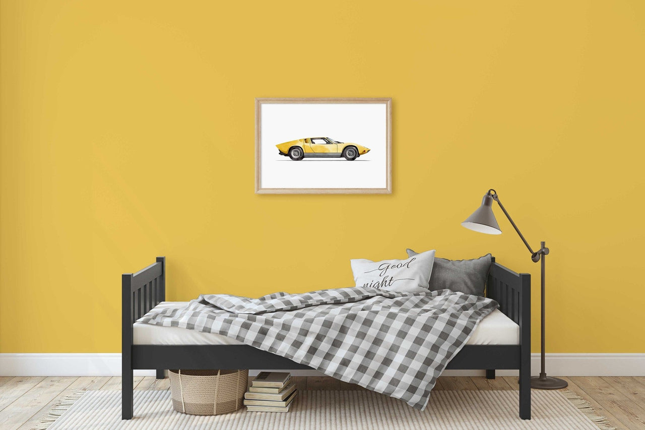 Yellow Vintage Lamborghini Print – Vehicle Boys Room Wall Art
