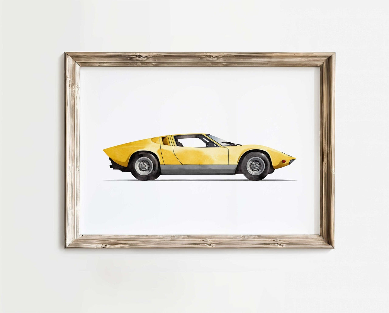 Yellow Vintage Lamborghini Print – Vehicle Boys Room Wall Art