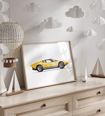 Lamborghini Wall Art, Vehicle Nursery Decor, Boys Room Vintage Print - WildfieldPrints