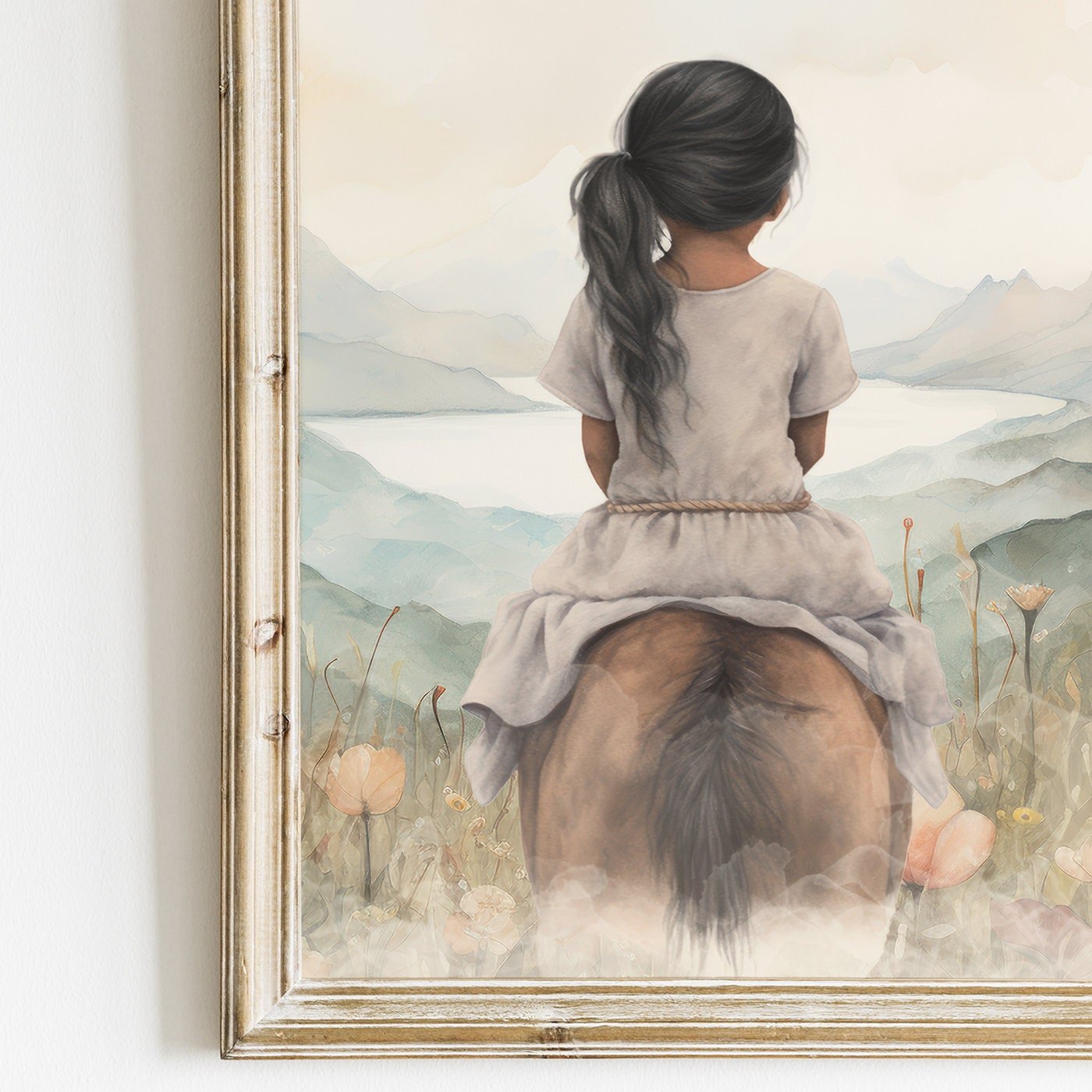 Latina Girl & Horse Triptych Art, Vintage Nature Wall Prints - WildfieldPrints