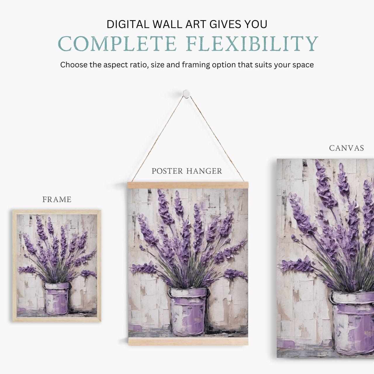 Lavender Flower Print – Floral Girls Room Wall Decor