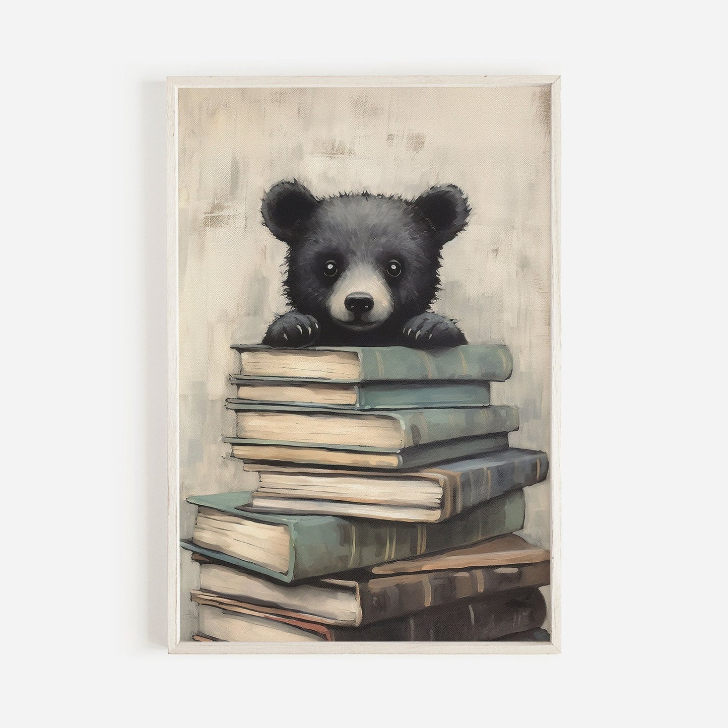 Learning Decor, Bear Nursery Painting, Vintage Study Art, Kids Room Decor - WildfieldPrints