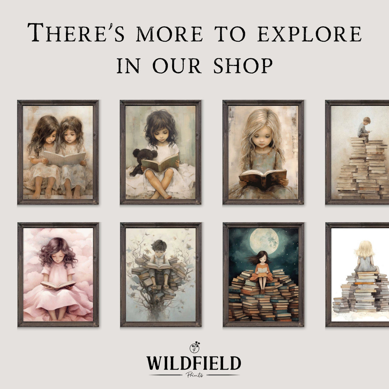 Enchanted Girl Reading Tree Wall Art – Vintage Girls Room Print
