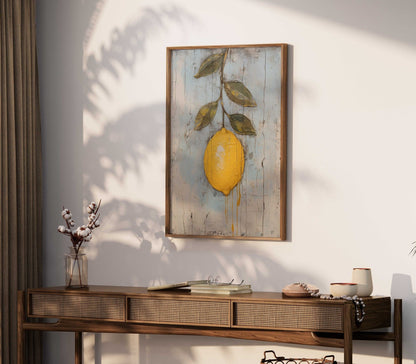 Lemon Print, Rustic Citrus Wall Art, Minimalist Farmhouse Decor - WildfieldPrints