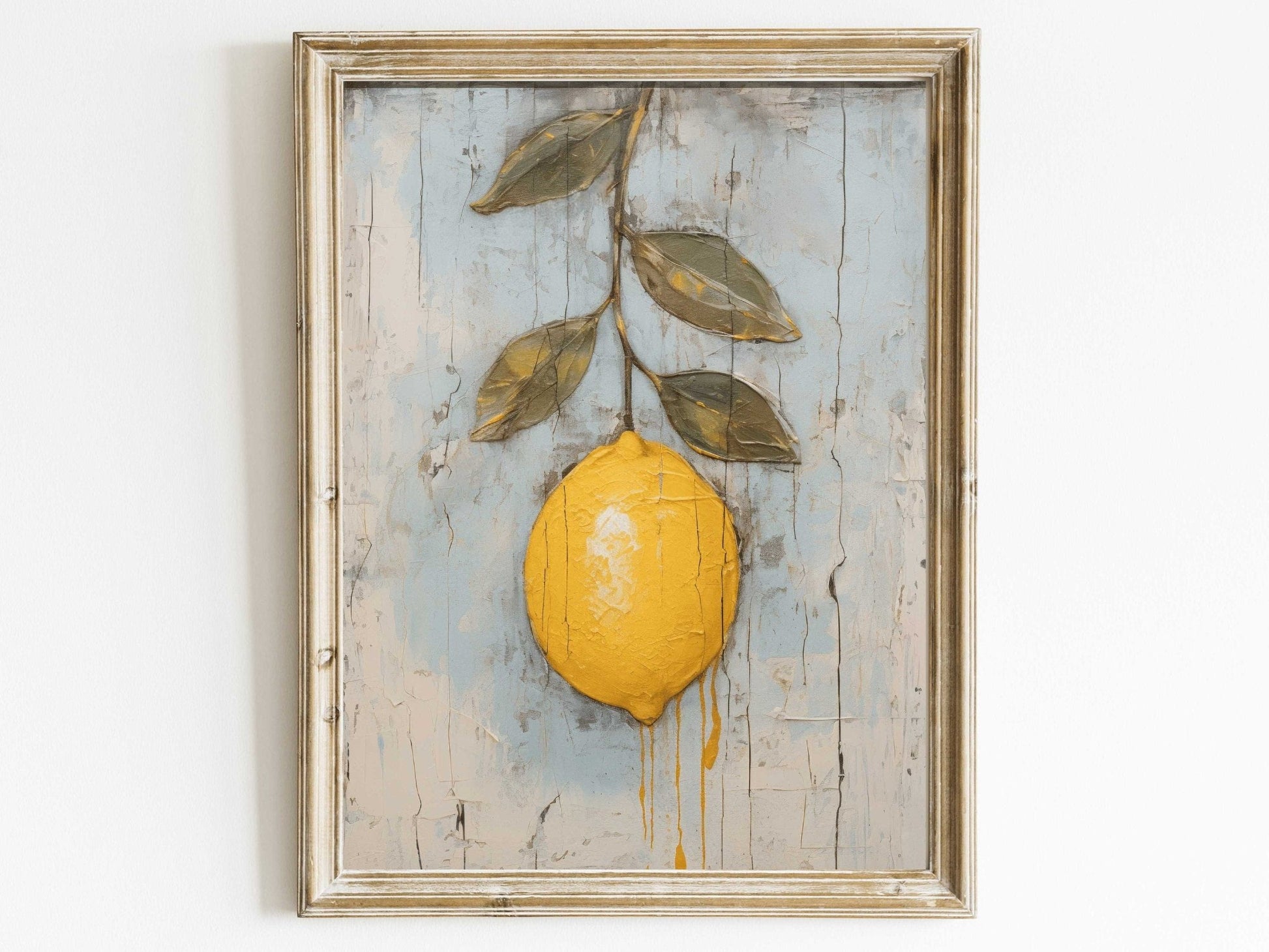 Lemon Print, Rustic Citrus Wall Art, Minimalist Farmhouse Decor - WildfieldPrints
