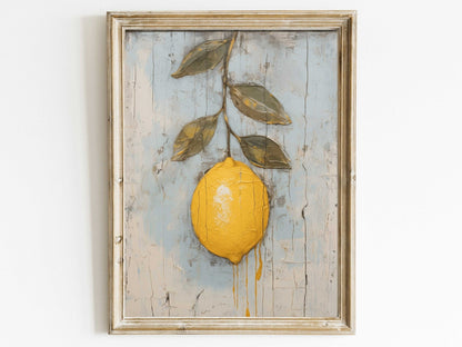 Lemon Print, Rustic Citrus Wall Art, Minimalist Farmhouse Decor - WildfieldPrints